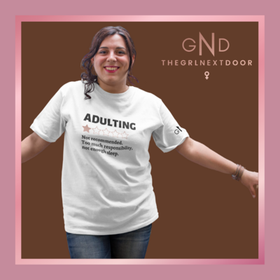 Adulting White T-Shirt Unisex - Small - 5xl