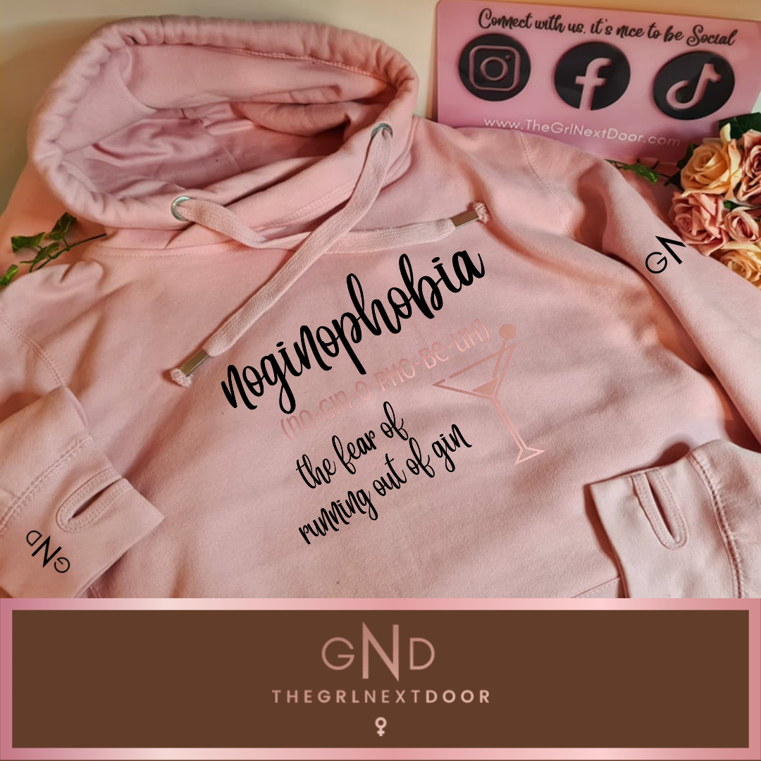 Noginophobia Cross Neck Hoodie - Pink - XS-XXL