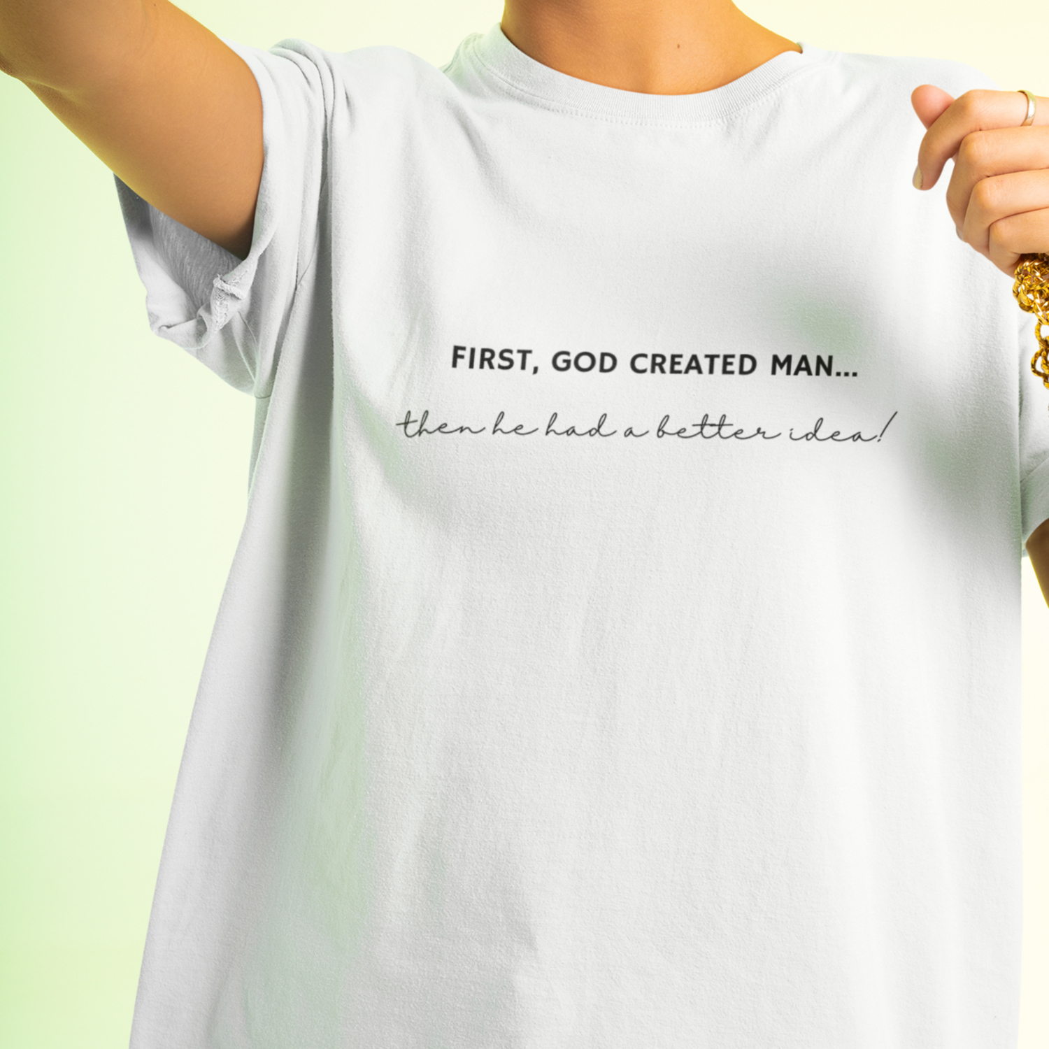 God Created Man White T-Shirt Unisex - Small - 5xl