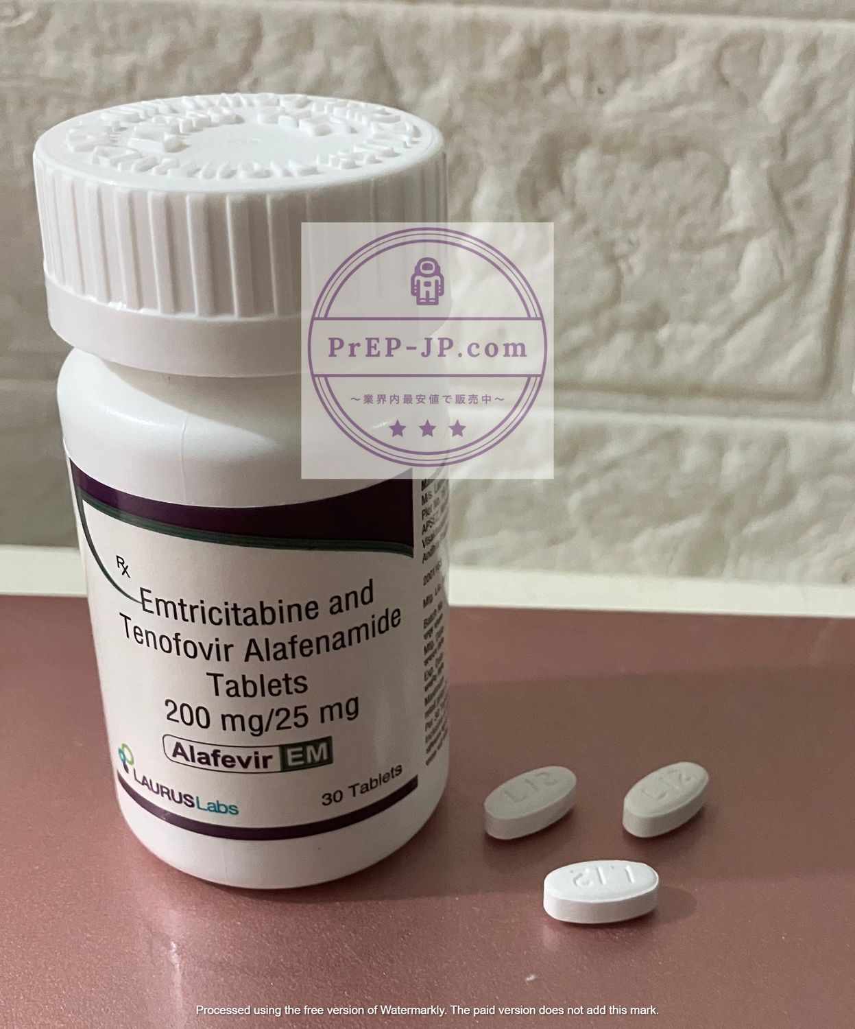 【今1ボトル買うと、もう1ボトル無料】【業界内最安値を実現】【Alafevir EM(アラフェビルEM) 【Taficita(タフィシタ)代替品】1ボトル30錠(30日分)デシコビジェネリック通販 HIV予防【一個からでもお買い得】【在庫あり】【本日ご購入の場合の配達所要日数:購入後7-10日間】 Alafevir-EM(デシコビジェネリック薬アラフェビルEM)
デシコビのジェネリック医薬品です。エムトリシタビン200mg及びテノホビルアラフェナミド25mgの配合薬で、デシコビと同じ薬効成分です。Laurus Labs社製造のジェネリックです。
