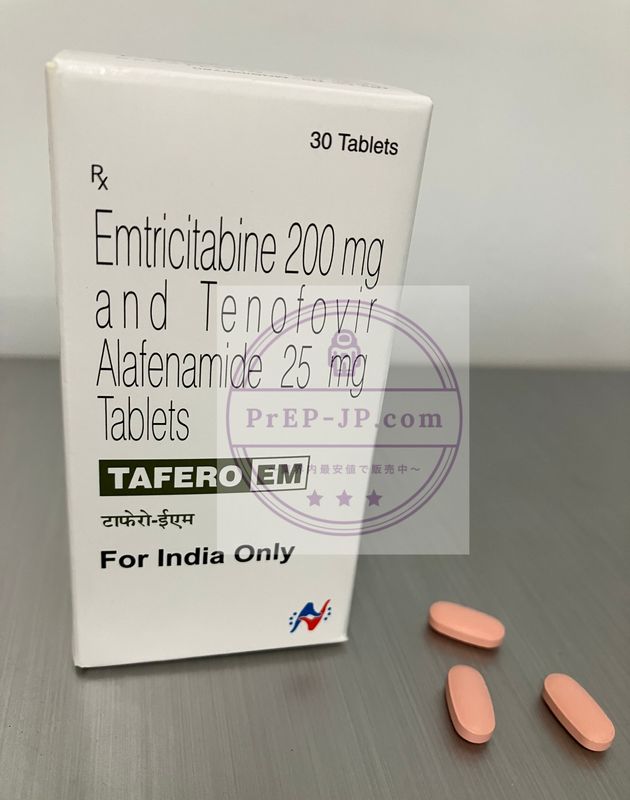 【業界内最安値を実現】Tafero EM (タフェロEM)タフィシタ代用品 1ボトル30錠(30日分)デシコビジェネリック通販 HIV予防【一個からでも送料無料】【購入の翌営業日に発送】 Tafero EM (タフェロEM)表示されている金額には、税金、送料を含みます。デシコビのジェネリック医薬品で、エムトリシタビン200mg及びテノホビルアラフェナミド25mgの配合薬で、デシコビと同じ薬効成分です。米国食品医薬品局(FDA)など多くの機関にて認可済です。数量、並びに服用方法:1ボトル30錠(30日分)/ 1日1回1錠を服用Hetero Healthcare社製造のデシコビジェネリックです。