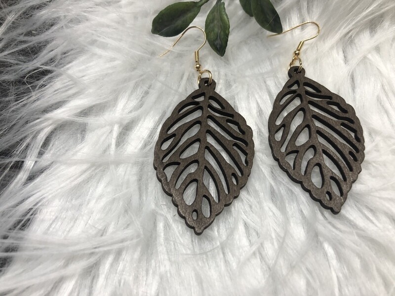 Engraved Leaf Dangle Earrings