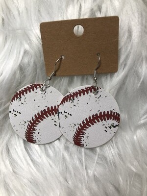 Distressed Baseball Earrings