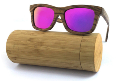 Wild Classic: Zebra wood with polarised purple lens Wild Classic: Zebra wood with polarised purple lens