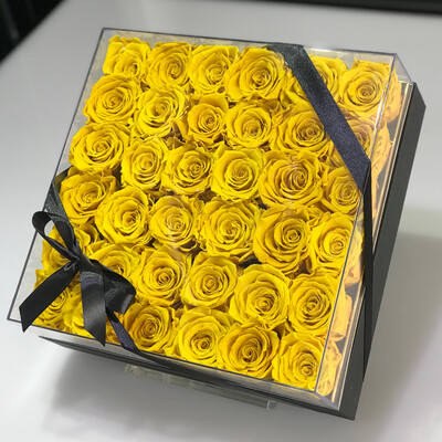 Acrylic Rose Box Classic Luxury - Yellow
