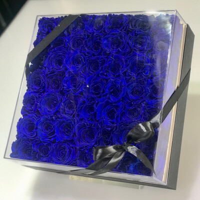 Acrylic Rose Box Classic Luxury - Royal Blue