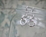 Hammered Circle Sterling Silver Drop Earrings