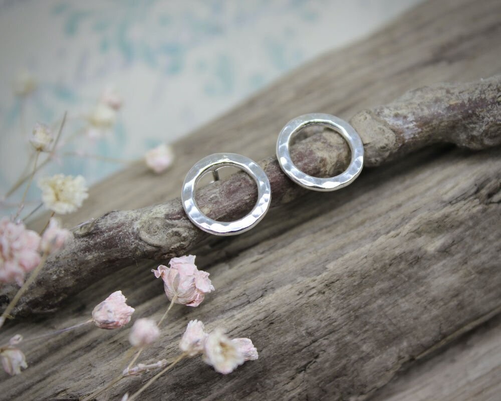 Hammered Circle Stud Earrings