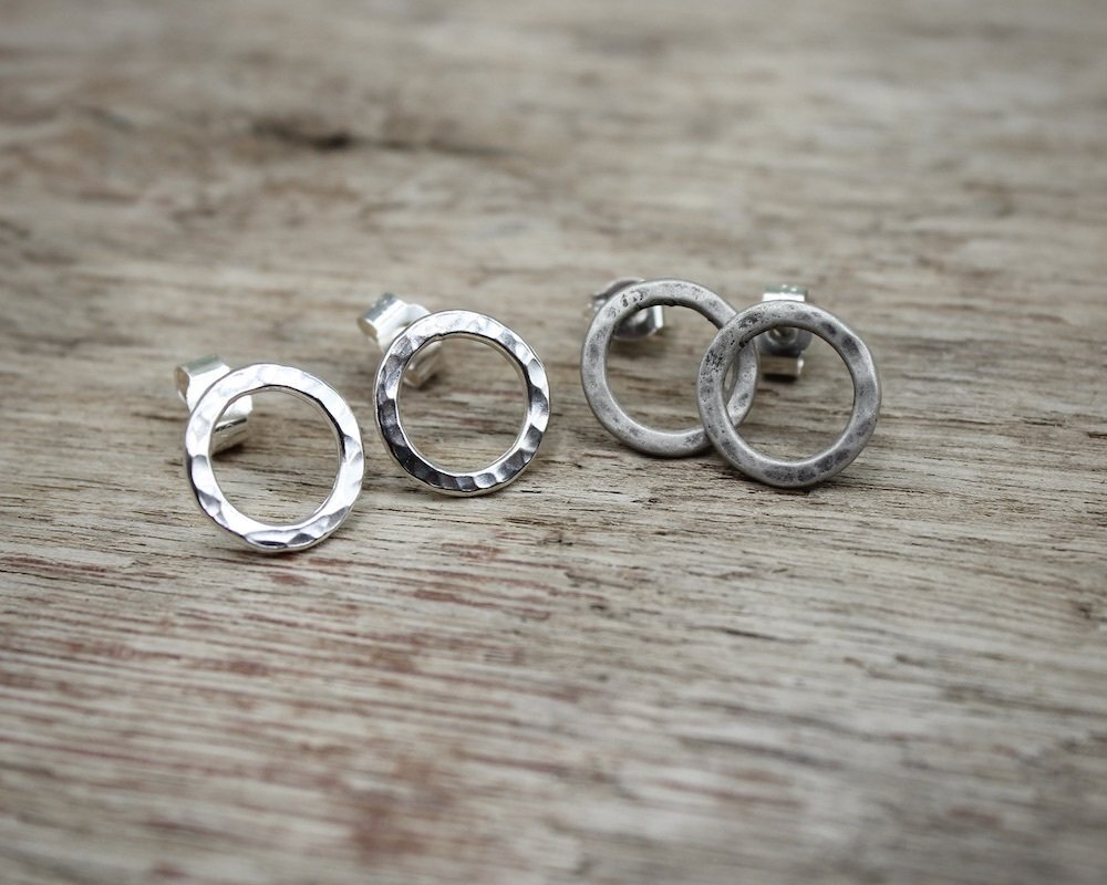 Hammered Circle Stud Earrings