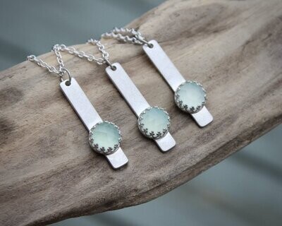Chalcedony & Sterling Silver Bar Pendant Necklace