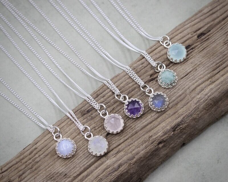 Silver 'Crown' Gemstone Necklace