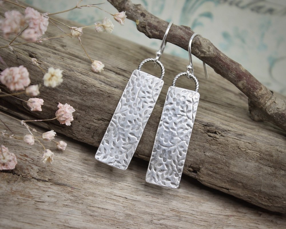 Floral Patterned Sterling Silver Earrings