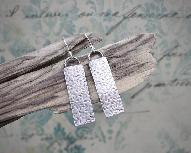 Floral Patterned Sterling Silver Earrings