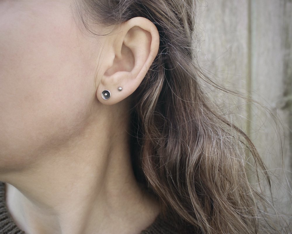Silver Disc Stud Earrings