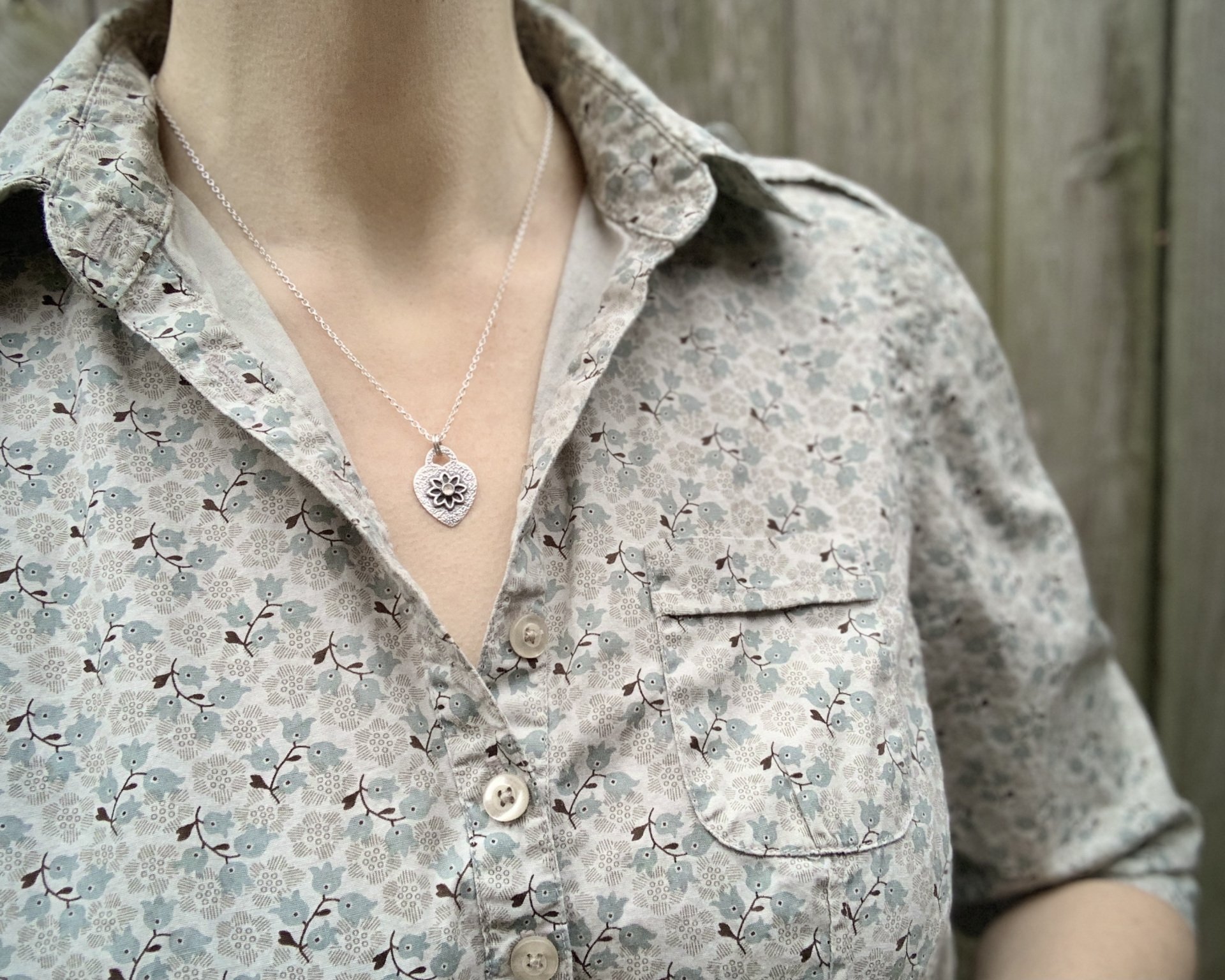 Love Heart And Flower Necklace