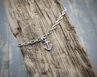Silver Anchor Charm Anklet Chain