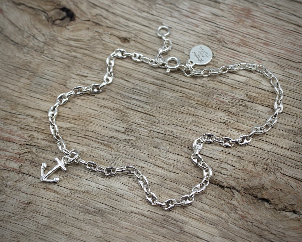 Silver Anchor Charm Anklet Chain
