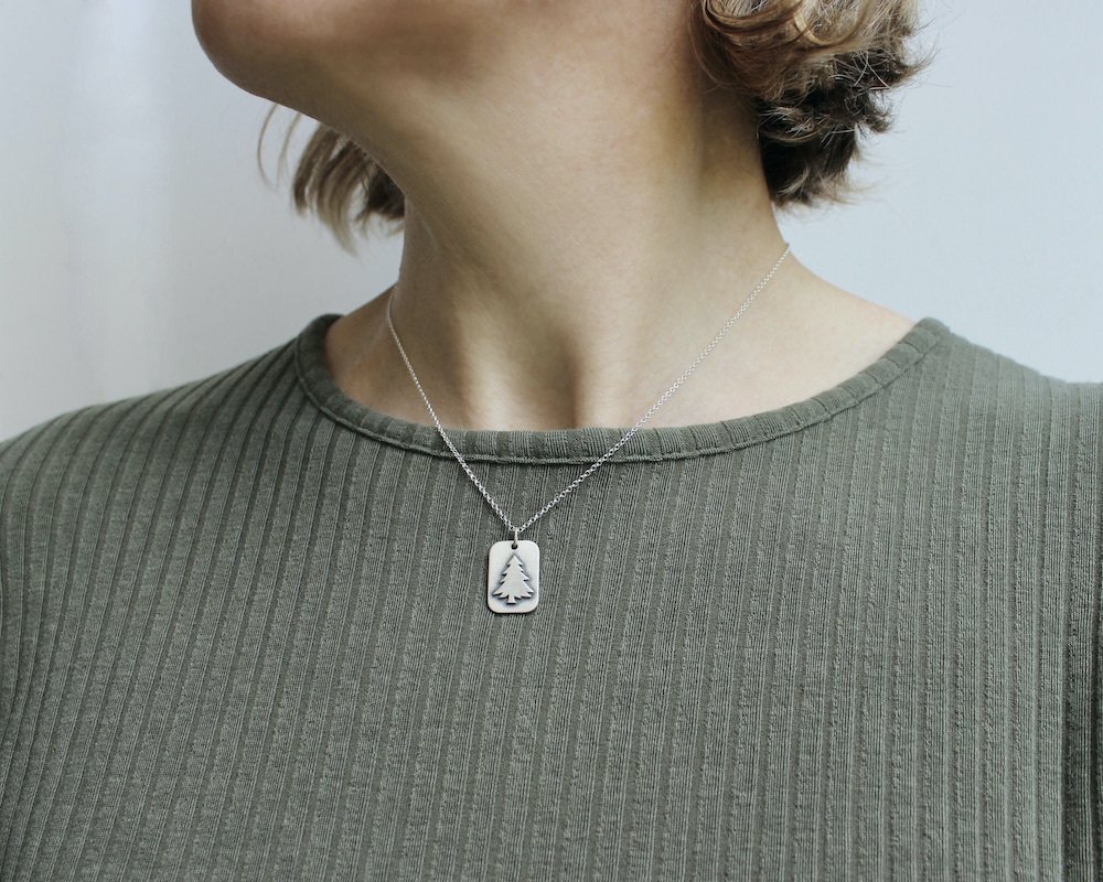 Silver Christmas Tree Necklace