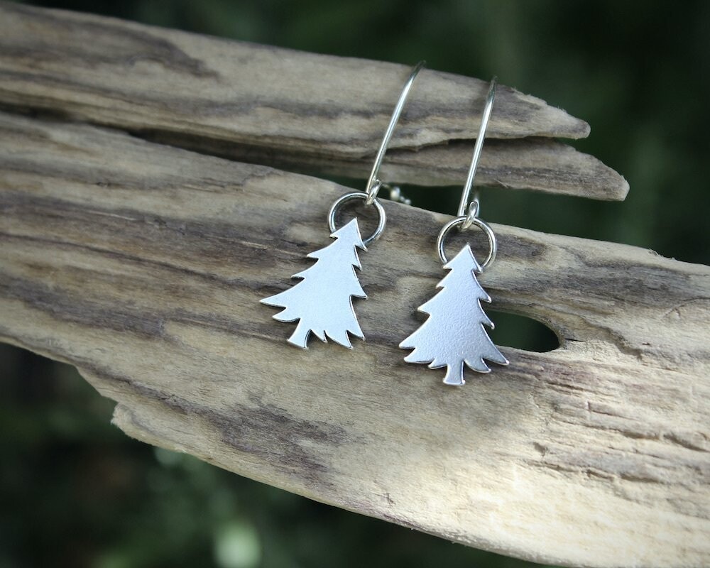 Christmas Tree Drop Earrings, Select Finish: Bright & Shiny
