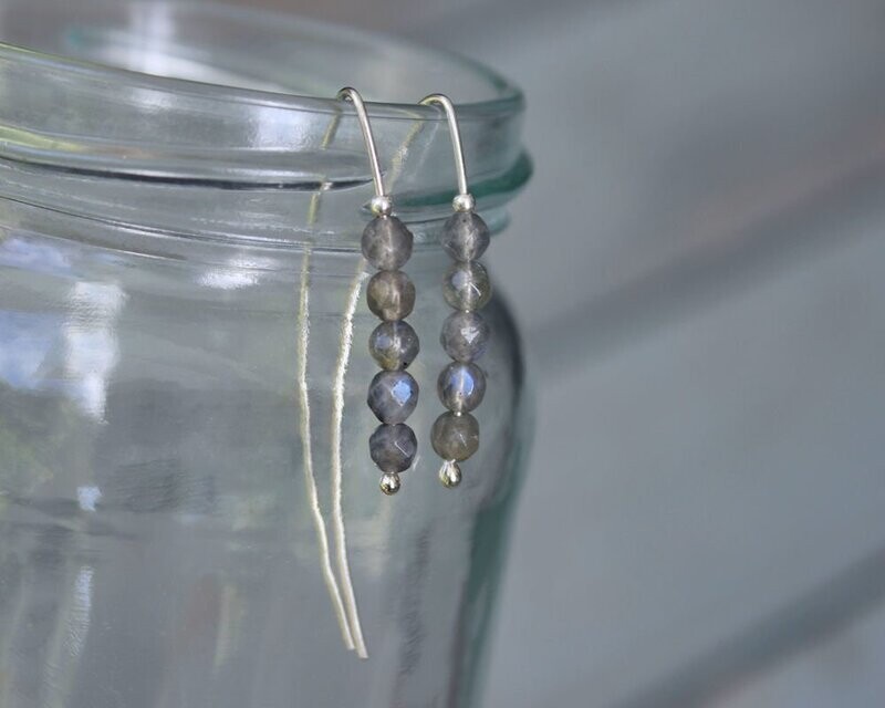 Labradorite & Sterling Silver Threader Hoop Earrings