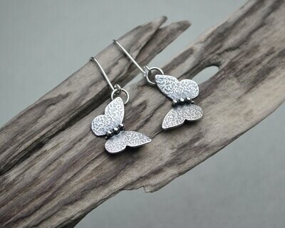 Dainty Silver Butterfly Charm Earrings