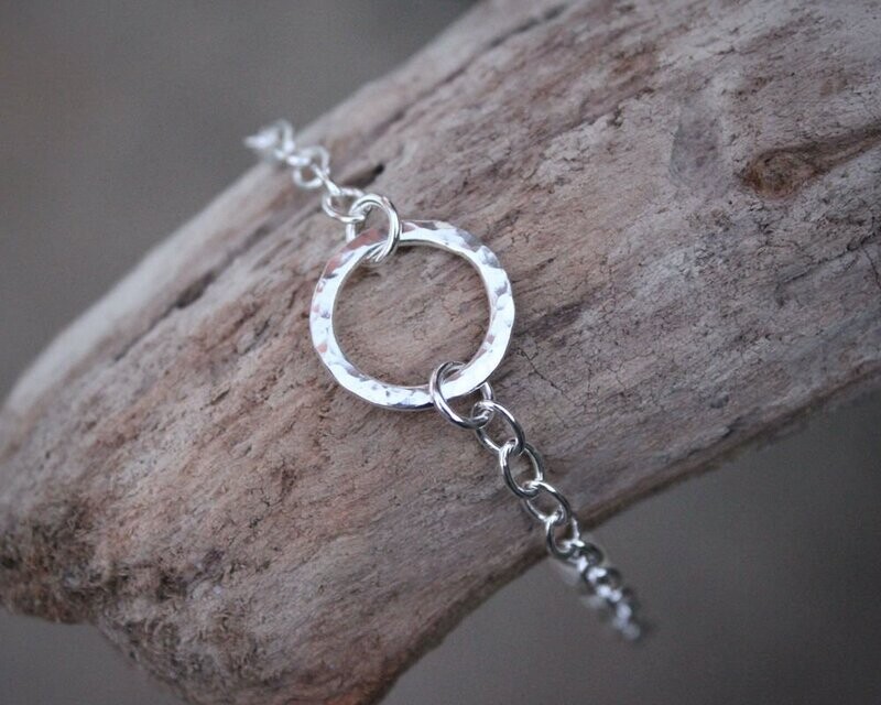 Sterling Silver Hammered Ring Bracelet