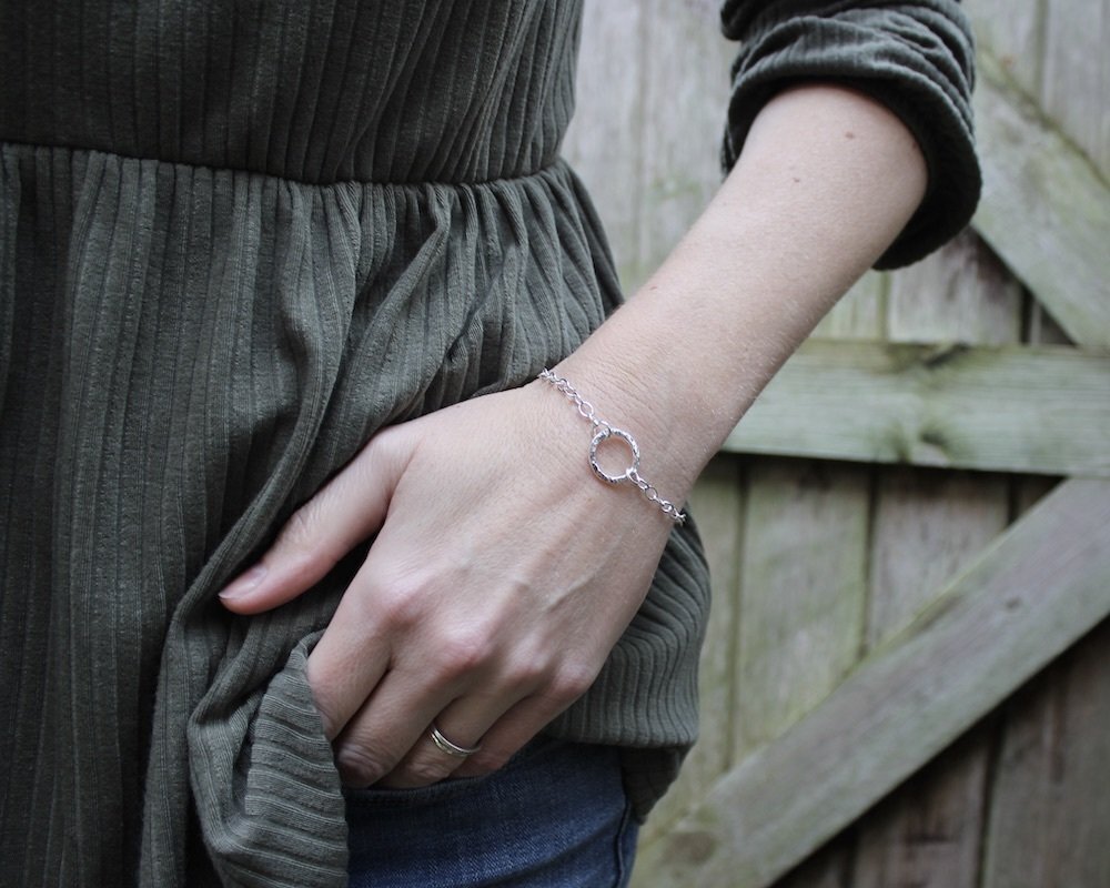 Sterling Silver Hammered Ring Bracelet