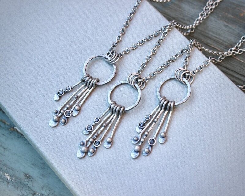 Sterling Silver 'Keys To The Sea' Circular Charm Pendant Necklace