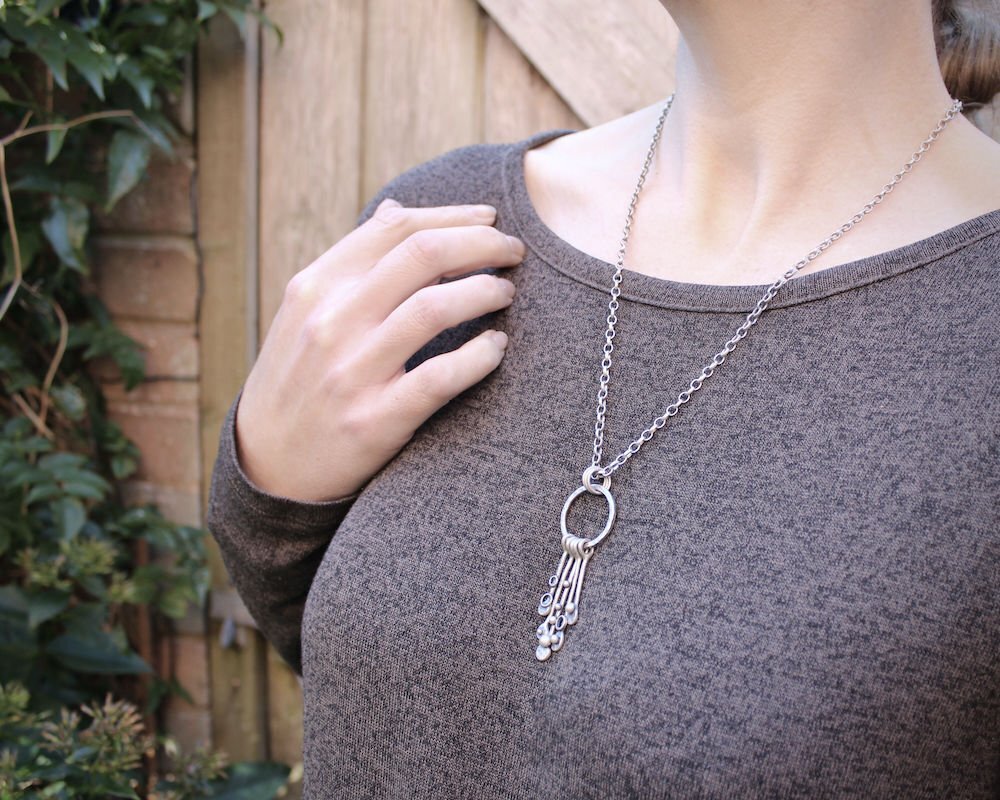 Sterling Silver 'Keys To The Sea' Circular Charm Pendant Necklace