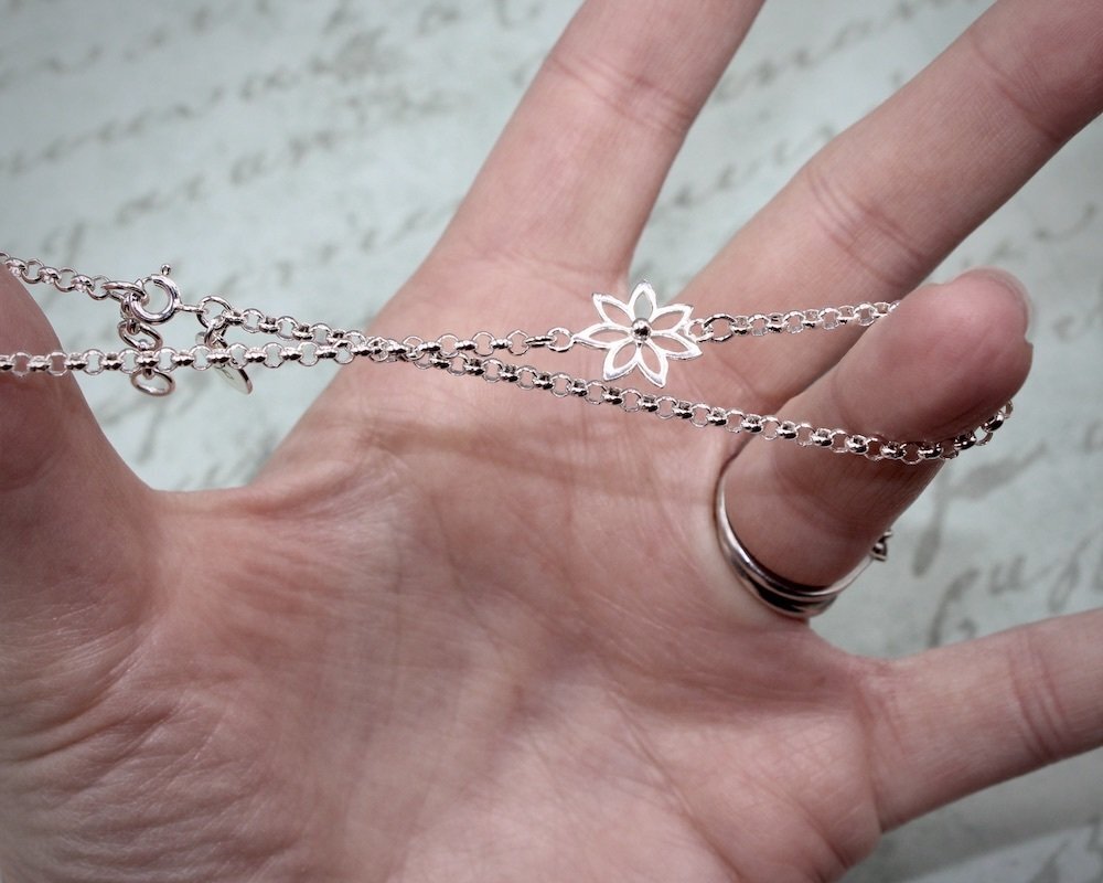 Silver Flower Anklet