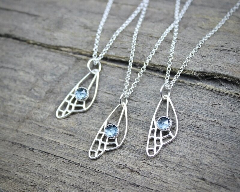 London Blue Topaz Butterfly Fairy Wing Necklace