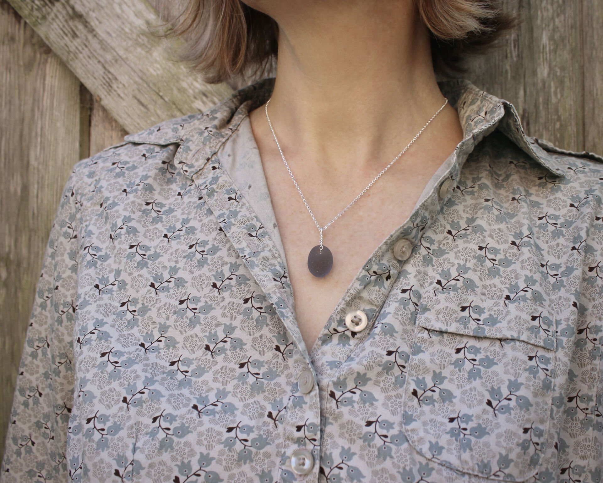 Sea Glass Pebble Pendant Necklace