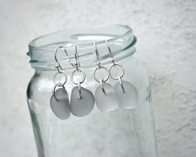 Sea Glass Twisted Ring Drop Earrings