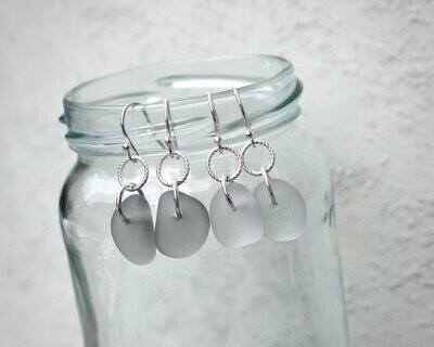 Sea Glass Twisted Ring Drop Earrings