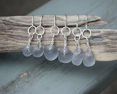 Sea Glass Threaded Chain Drop Earrings