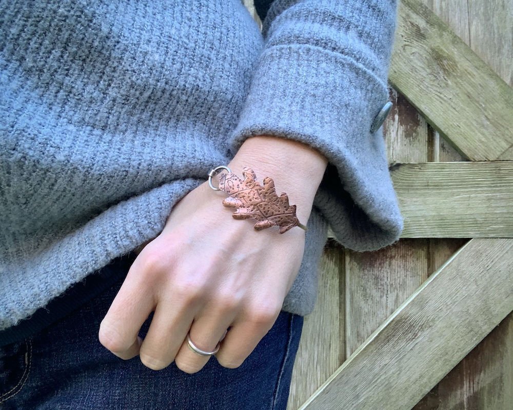Copper Oak Leaf Bangle