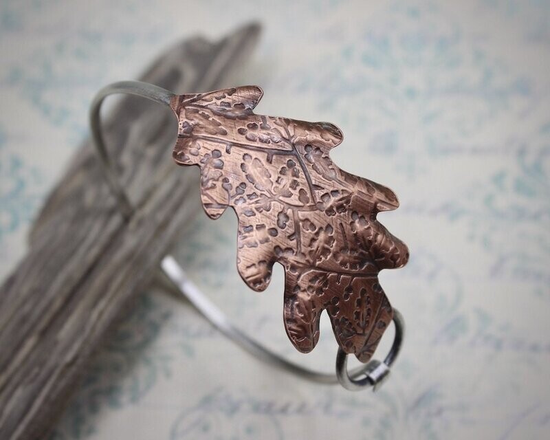 Copper Oak Leaf Bangle