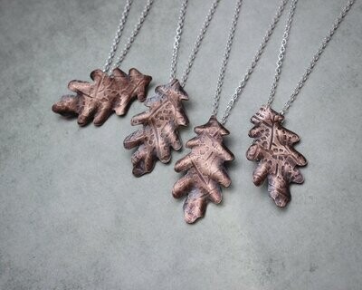Copper Oak Leaf Pendant Necklace