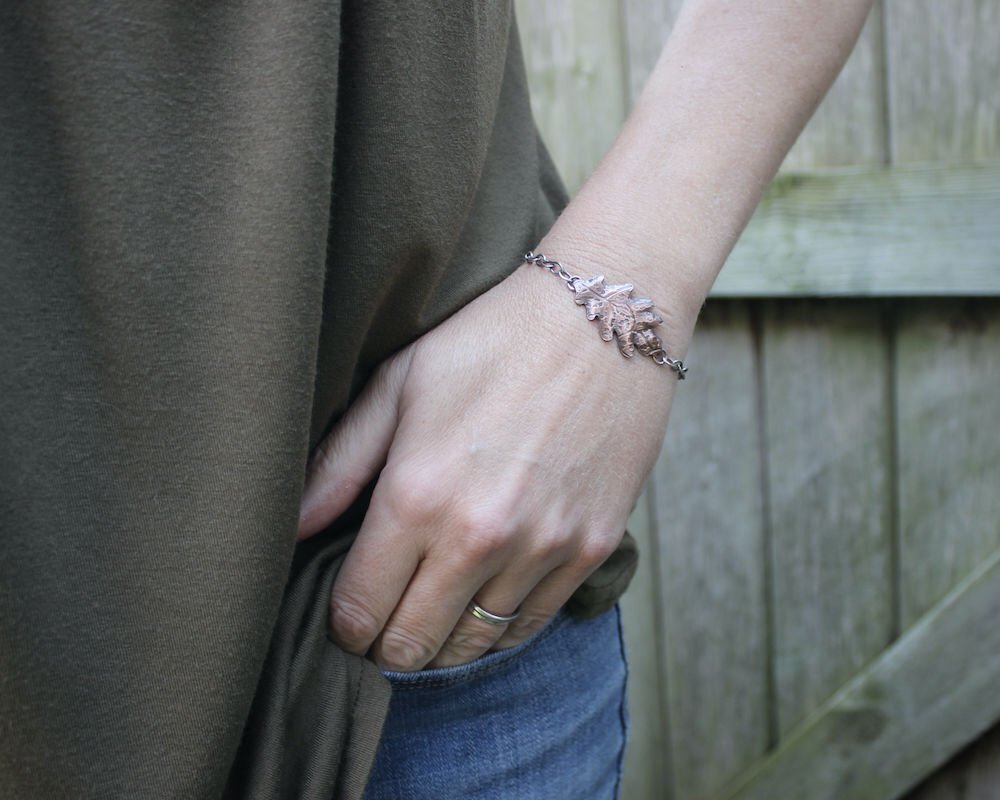 Copper Oak Leaf Bracelet