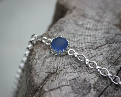 Dainty Cornflower Blue Sea Glass Bracelet
