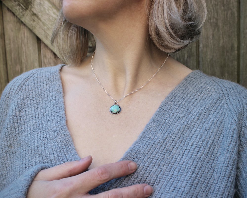 Dainty Turquoise & Sterling Silver Pendant