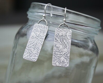 Oak Leaf & Acorn Patterned Sterling Silver Drop Earrings