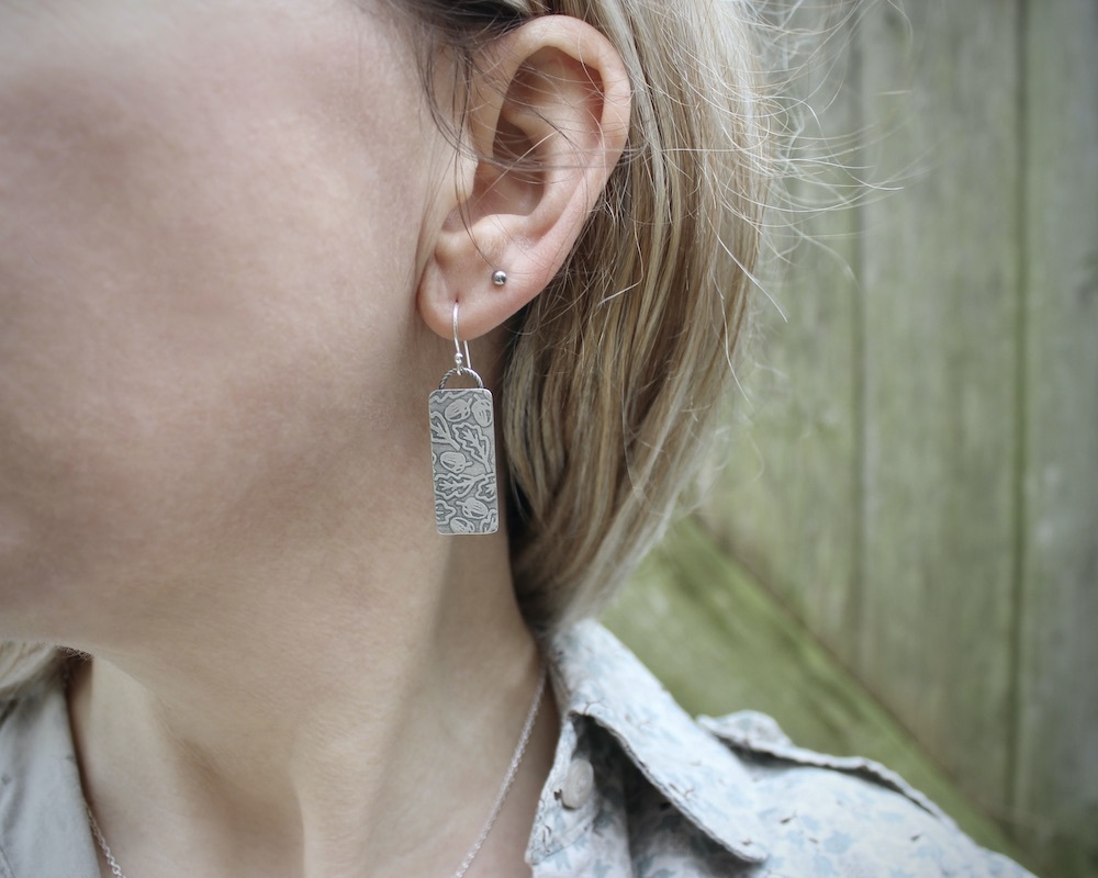 Oak Leaf & Acorn Patterned Sterling Silver Drop Earrings