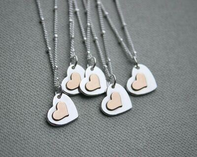 Dainty Little Silver 'Heart Of Gold' Necklace