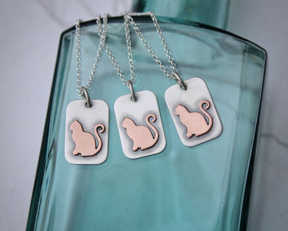 Silver & Copper 'Quirky Cat' Necklace