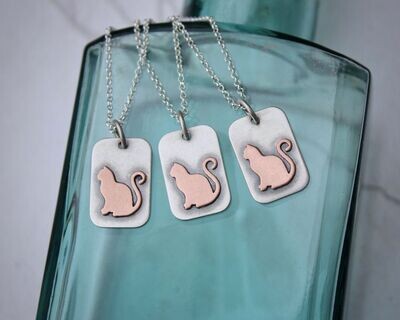 Silver & Copper 'Quirky Cat' Necklace