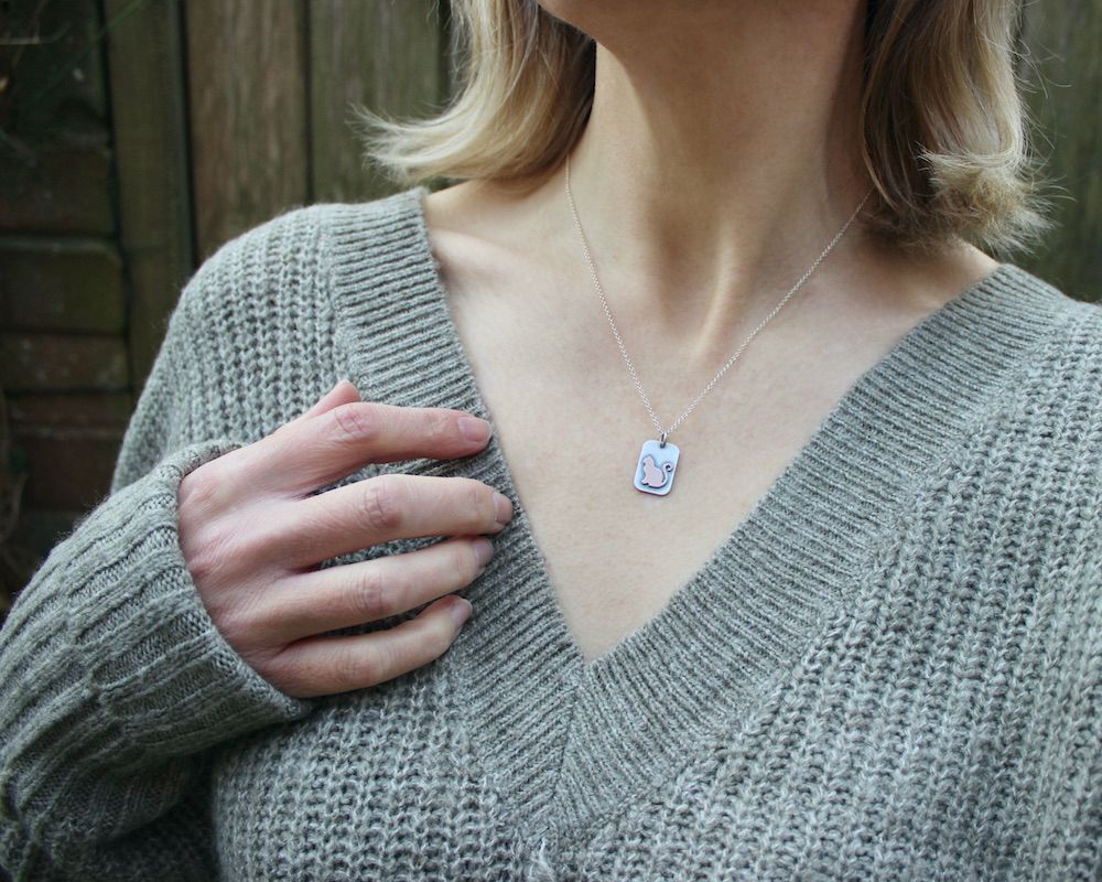 Silver & Copper 'Quirky Cat' Necklace
