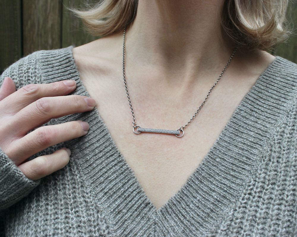 Patterned Sterling Silver 'Raise The Bar' Necklace