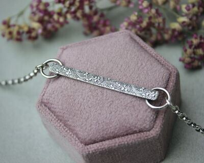 Patterned Sterling Silver 'Raise The Bar' Necklace
