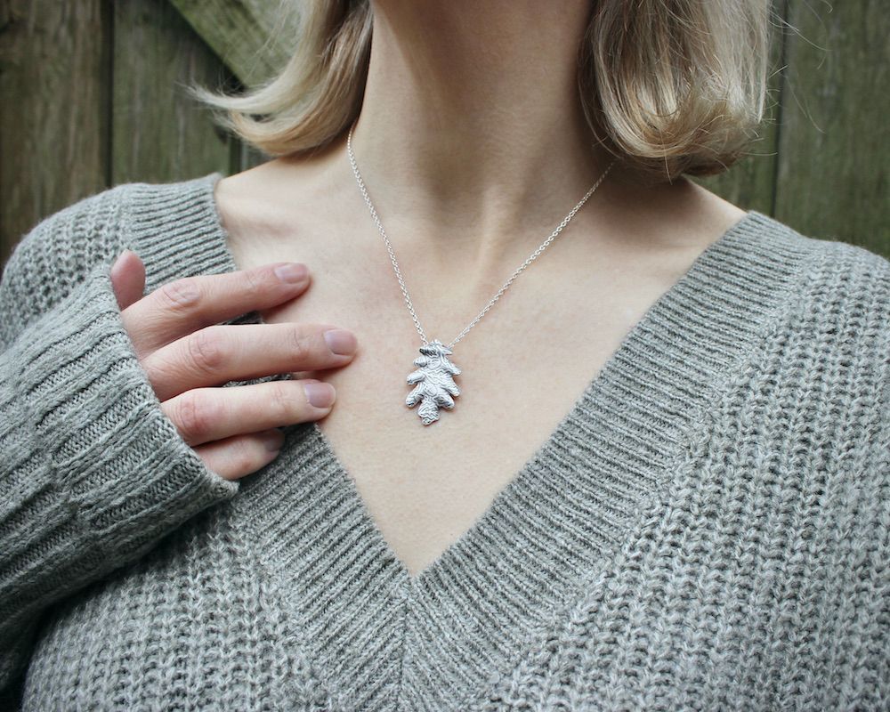 Sterling Silver Oak Leaf Necklace